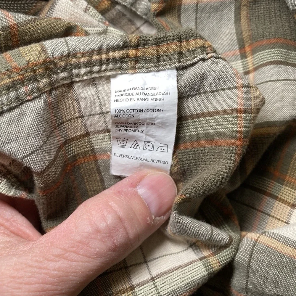 G.H. Bass Plaid Button Up Shirt Men's 2XL Brown‎ Short Sleeve Cotton